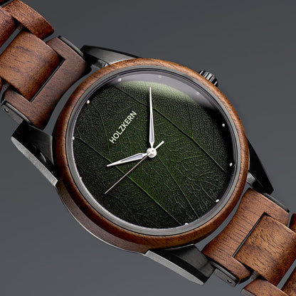 Holzkern Askja Herrenuhr • Naturholz & Marmor • Dual Time Quarzwerk, Bild 5