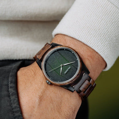 Holzkern Askja Herrenuhr • Naturholz & Marmor • Dual Time Quarzwerk, Bild 6