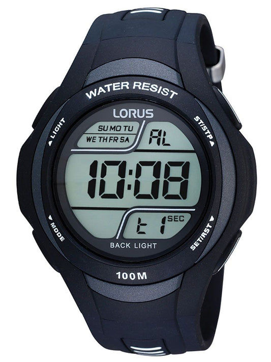 Lorus R2305EX9 Herren Digitaluhr Schwarz • 10 ATM • Stoppuhr & Timer