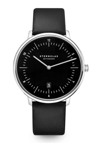 Sternglas Naos XL S01-NX-02 Herren Armbanduhr Pianoschwarz • Minimalistisches Quarzwerk • Deutsches Bauhaus-Design