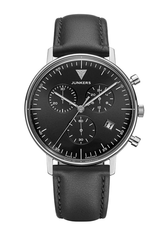 Junkers Bauhaus Chronograph 9.12.01.02 Herren • Schwarzes Zifferblatt • Quarz-Chronograph