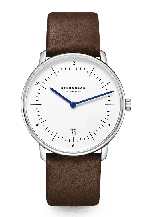 Sternglas Naos Quarz 38mm Damen Armbanduhr Weiß • Minimalistisches Bauhaus-Design • Quarzwerk