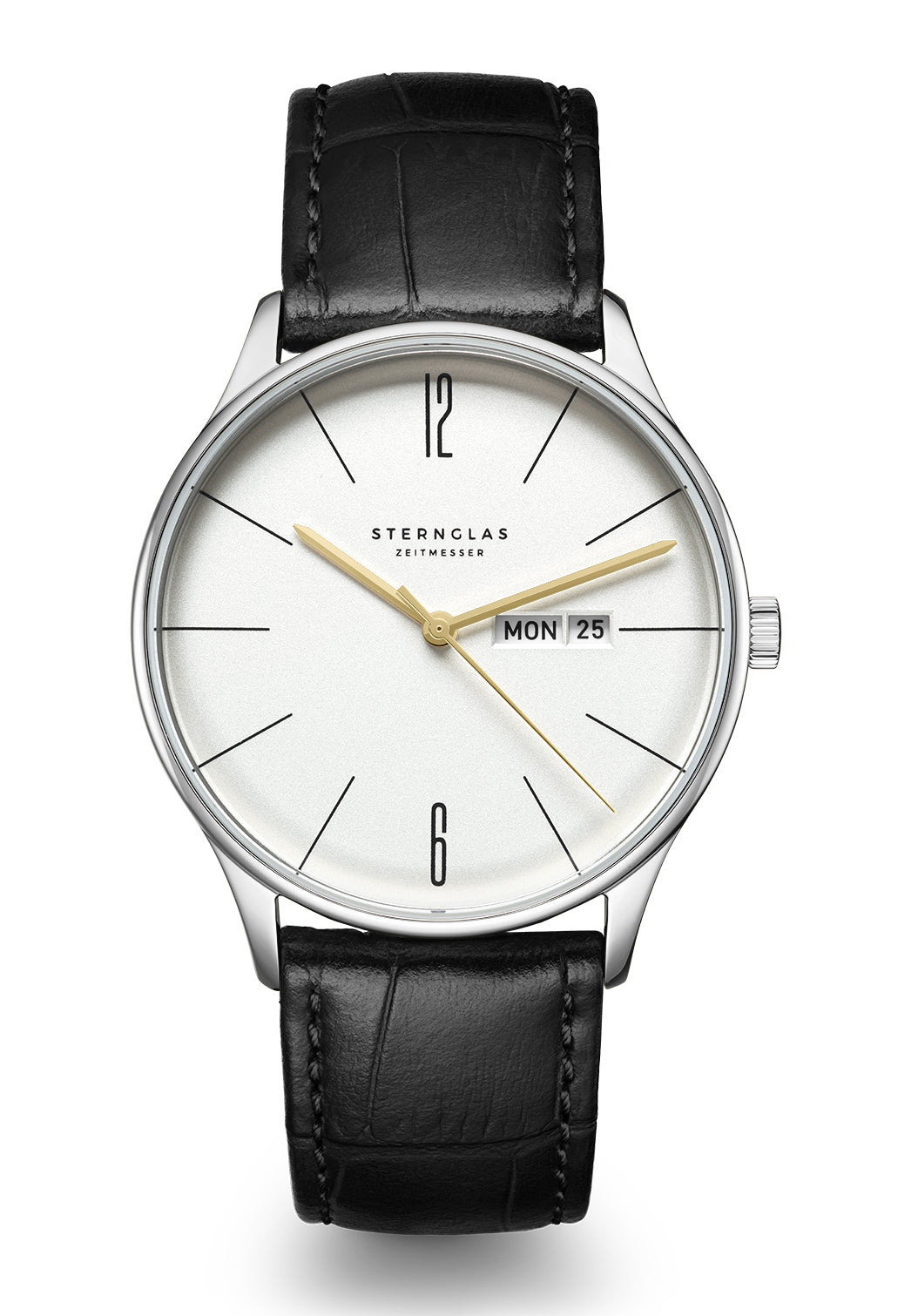 Sternglas Berlin S01-BE10 Herrenuhr Silber • Miyota-Quarzwerk mit Datum & Wochentag • Gewölbtes Saphirglas