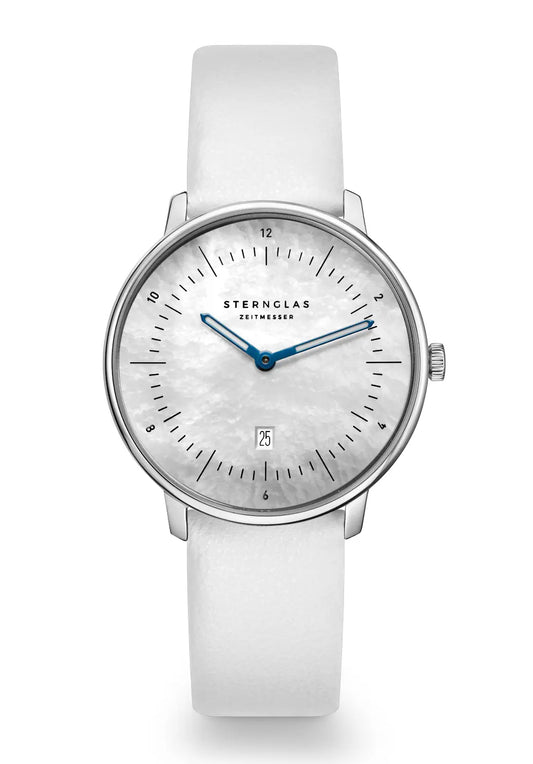 Sternglas Naos XS Edition Damen Armbanduhr Weiß • Perlmutt-Zifferblatt • Minimalistisches Design