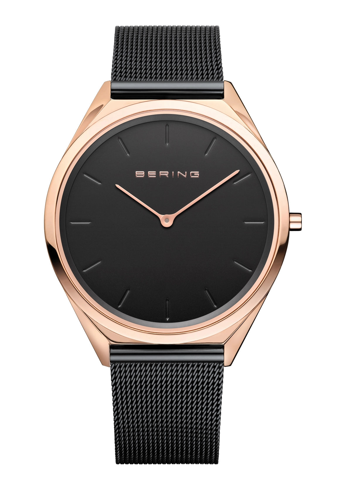 BERING Ultra Slim 4.8 Herrenuhr Schwarz • Saphirglas • Milanaise-Armband