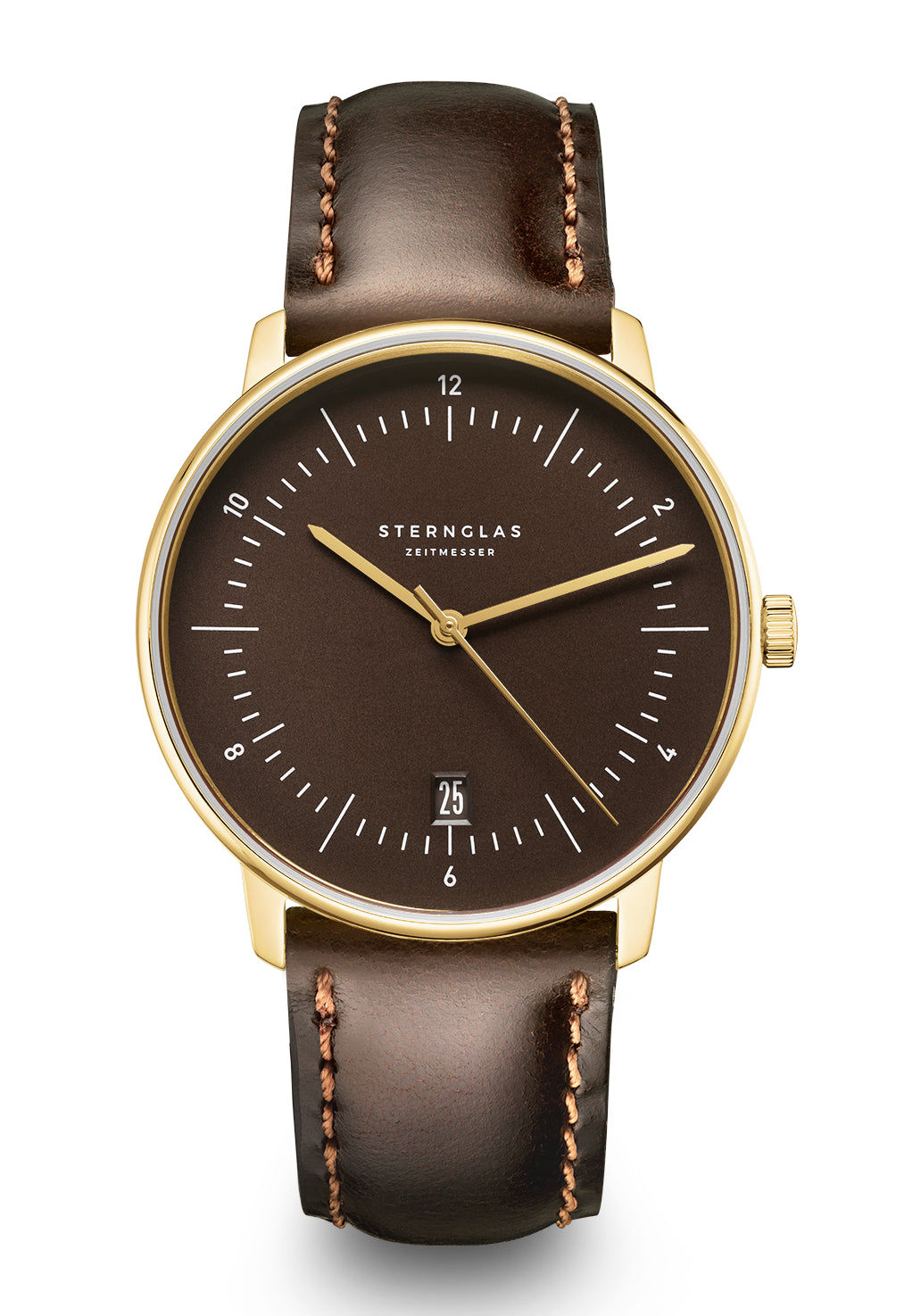 Sternglas Naos Edition Heritage Espresso Bridle Herren Armbanduhr • Bauhaus-Design • Lederarmband