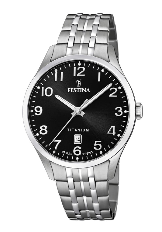 Festina Titanium F20699/3 Herrenuhr Schwarz • Mineralglas • Titan-Gehäuse