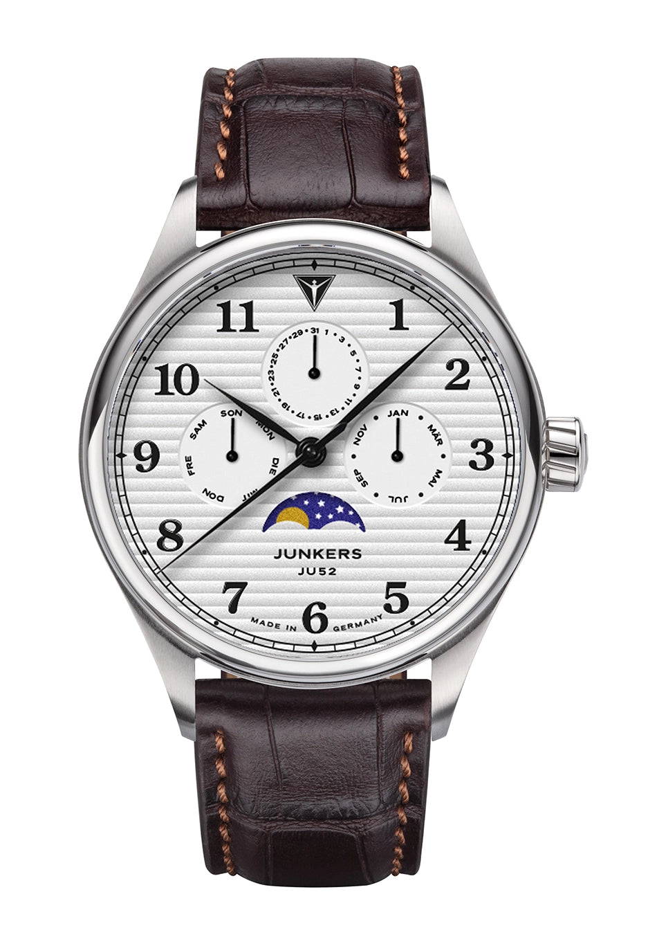 Junkers Tante JU 9.33.01.03.M Herrenuhr Silber • Mondphase • Saphirglas