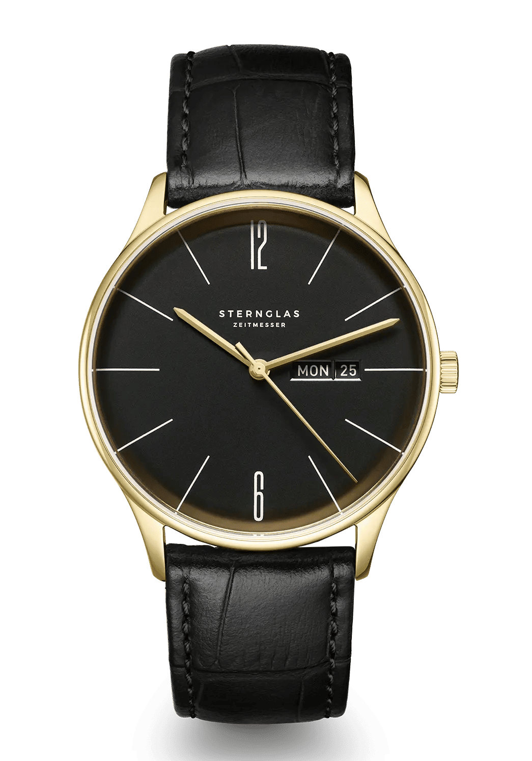 Sternglas Berlin S01-BE14-HE01 Damen Armbanduhr Gold • Geschwungenes Saphirglas • Bauhaus-Design