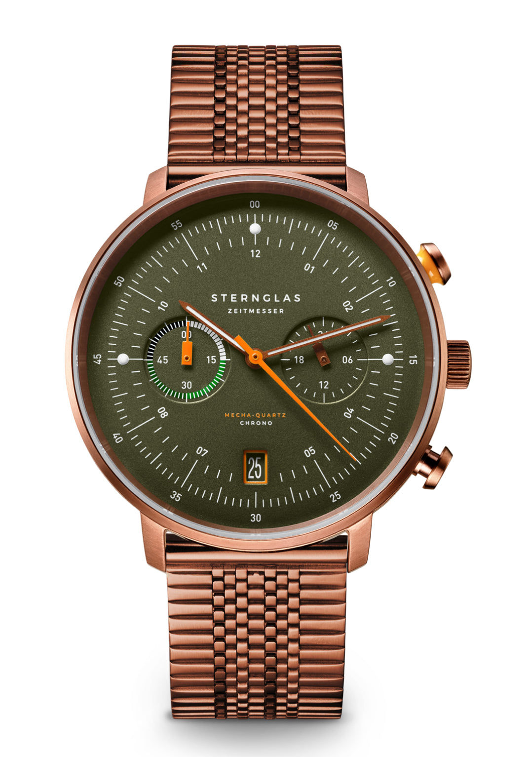Sternglas Hamburg Chrono S01-HC35-ME10 Herrenuhr Dunkelgrün • Mecha-Quartz Chronograph • Gewölbtes Saphirglas