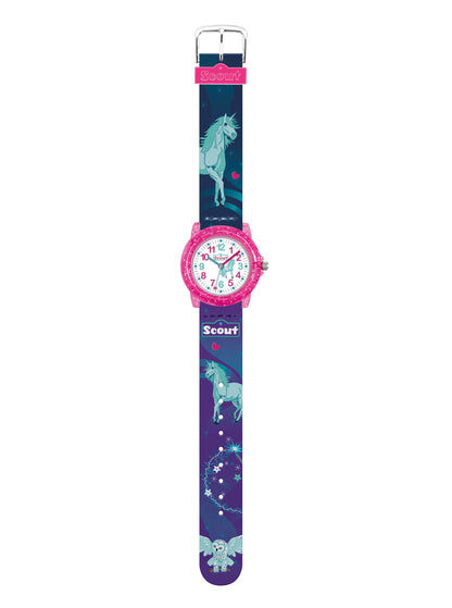 Scout Kinderuhr Einhorn und Eule 305048 Mädchen • Transparentes Glitzer-Gehäuse • Mineralglas, Bild 2