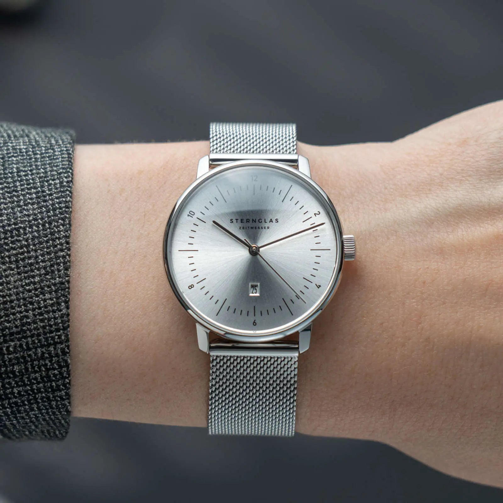 Sternglas Naos XS Elyra Damen Armbanduhr Silber • Minimalistisches Bauhaus-Design • Quarzwerk, Bild 2