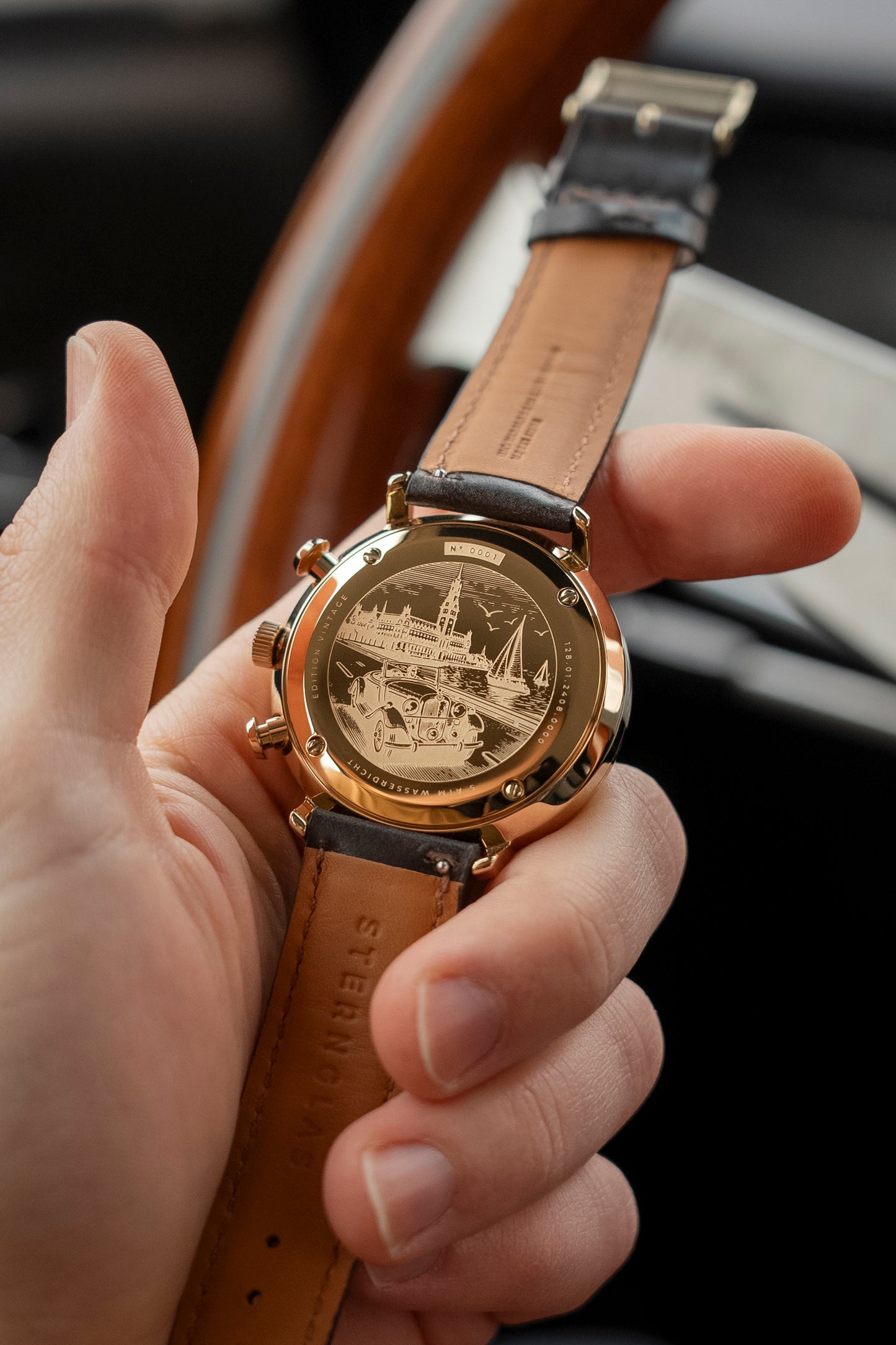 Sternglas Hamburg Chrono Edition Vintage S01-HCV22-BR01 Herren • Mecha-Quartz Chronograph • Saphirglas, Bild 2
