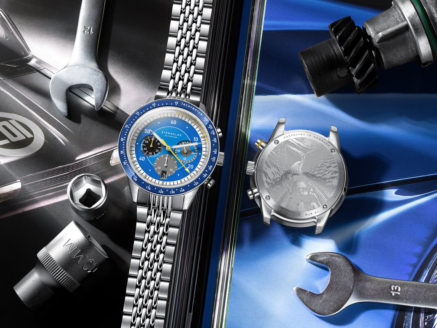 Sternglas Tachymeter 2.0 S01-TM06-FI01 Herren Armbanduhr Blau • Saphirglas • Seiko Meca-Quartz, Bild 3