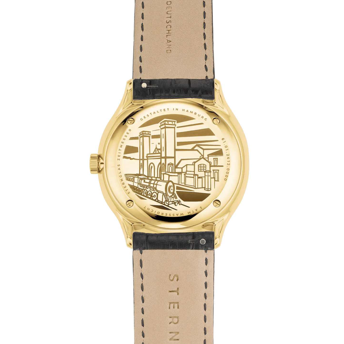 Sternglas Berlin S01-BE14-HE01 Damen Armbanduhr Gold • Geschwungenes Saphirglas • Bauhaus-Design, Bild 4
