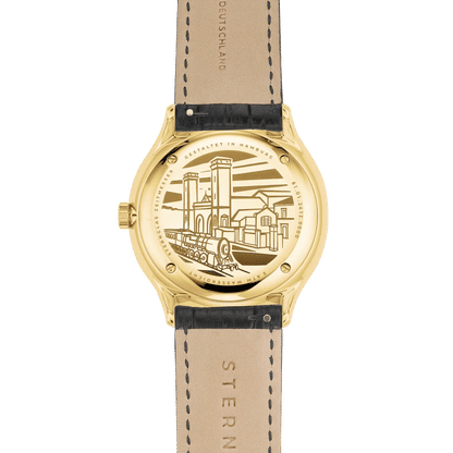 Sternglas Berlin S01-BE14-HE01 Damen Armbanduhr Gold • Geschwungenes Saphirglas • Bauhaus-Design, Bild 4