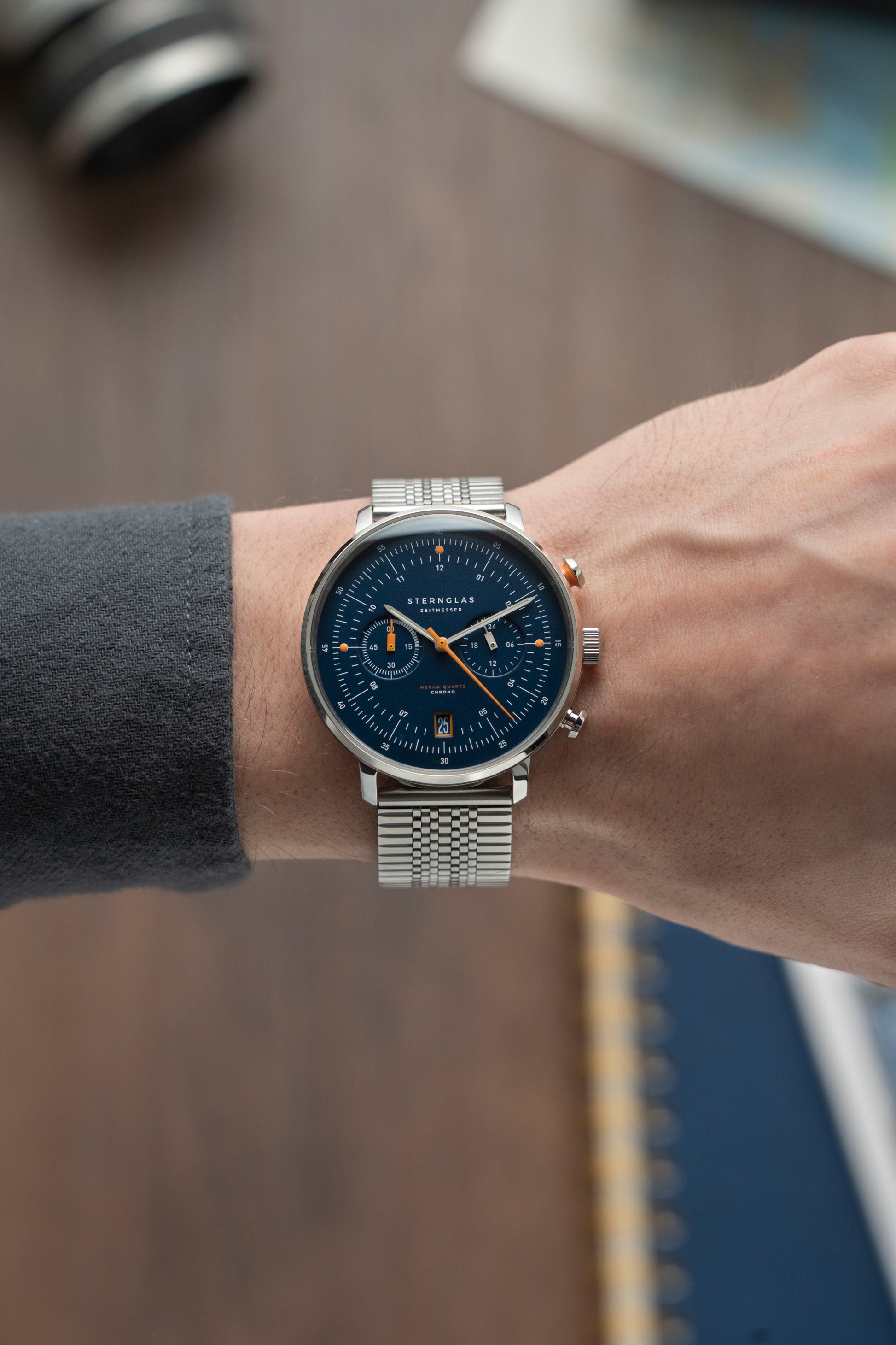 Sternglas Hamburg Chrono Edition Küste Herrenuhr Dunkelblau • Mecha-Quartz Chronograph • Saphirglas, Bild 4