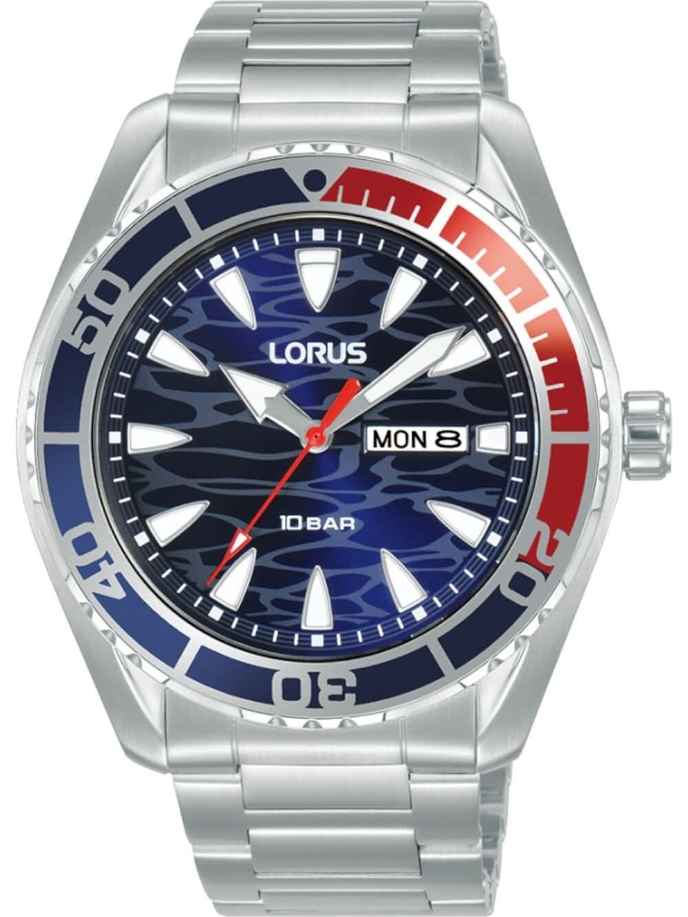 Lorus RH383AX9 Herrenuhr Silber-Blau • Mineralglas • Edelstahlarmband