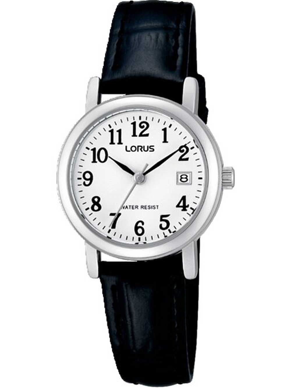 Lorus Dress RH765AX5 Damen Armbanduhr Weiß • Mineralglas • Schwarzes Lederband