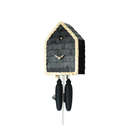 Rombach & Haas Schindel RE34S-2 Reloj de Pared Negro/Natural • Movimiento Mecánico de 8 Días • Pájaro de Madera Tallado a Mano