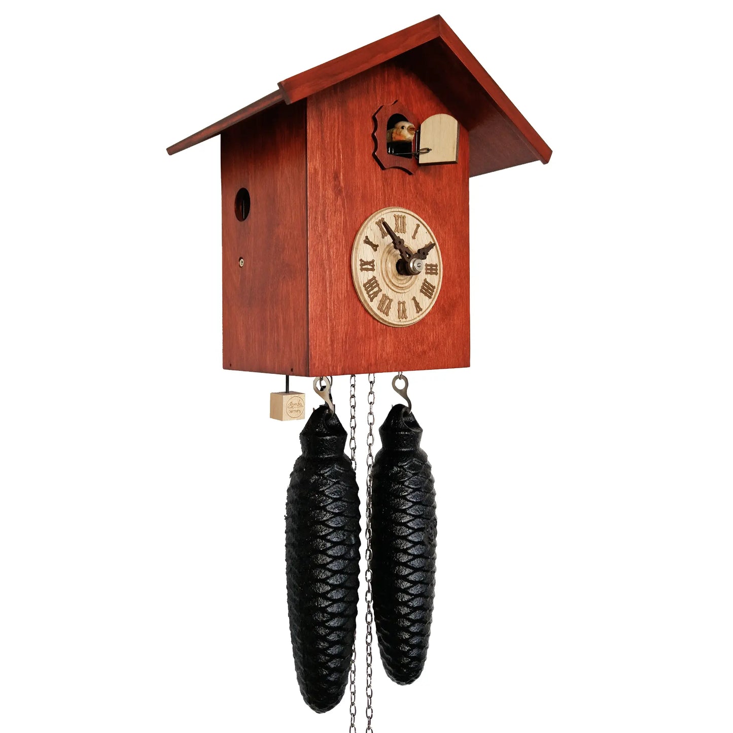 Rombach & Haas LIFE SK34-3 Reloj de Pared Rojo • Movimiento Mecánico de 8 Días • Reloj de Cuco Original de la Selva Negra