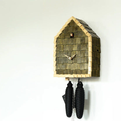 Rombach & Haas Schindel RE34S-4 Reloj de Pared Verde/Natural • Movimiento Mecánico de 8 Días • Pájaro de Madera Tallado a Mano