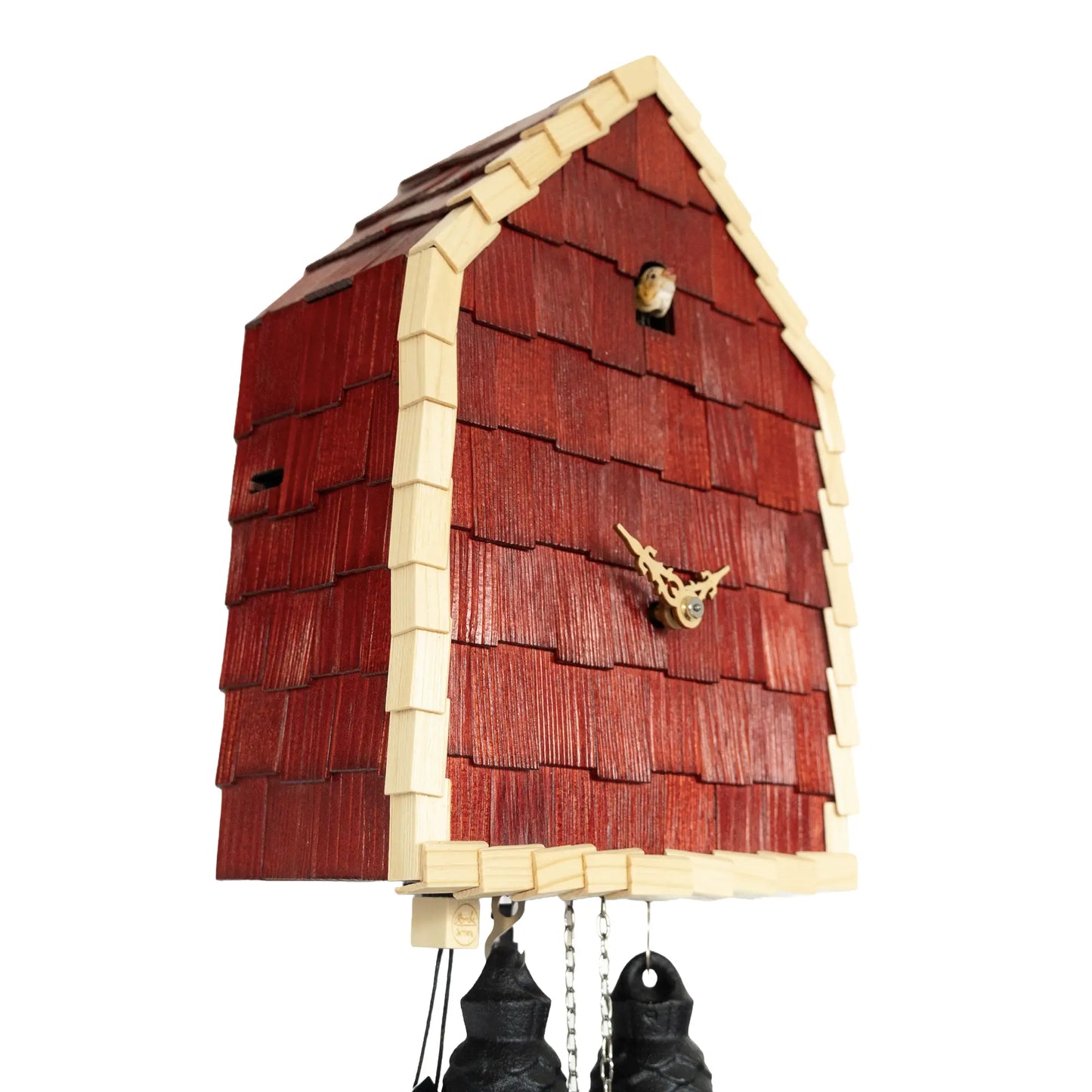 Rombach & Haas Schindel RE34S-3 Reloj de Pared Rojo/Natural • Movimiento Mecánico de 8 Días • Artesanía en Madera