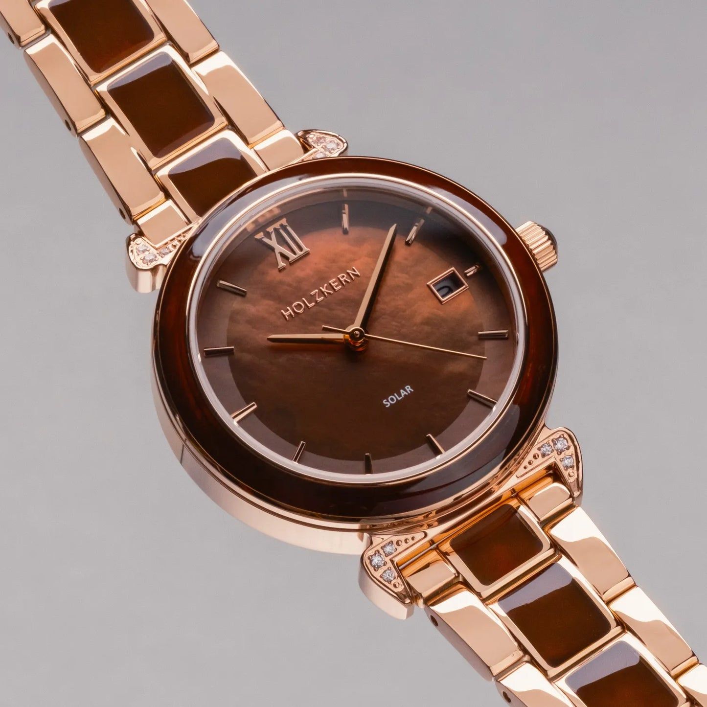 Holzkern Sunglister Damenarmbanduhr Roségold • Perlmutt-Zifferblatt • Mineralglas, Bild 3