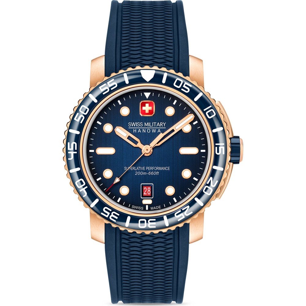 Swiss Military Hanowa Aqua Black Marlin SMWGN0001720 Herren Armbanduhr Schwarz • Sportliche Taucheruhr • Swiss Military