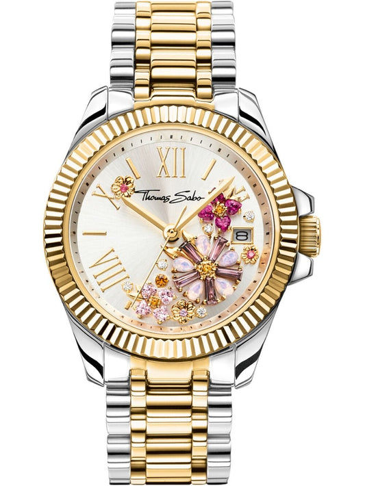 Thomas Sabo WA0382-291-201 Damen Armbanduhr Blumen • Blumenmotiv-Zifferblatt • 5 ATM Wasserdicht