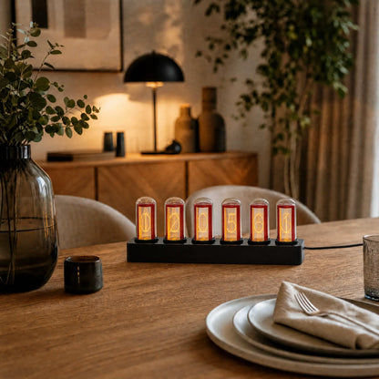 Reloj de mesa AMS Nixie T1320 • Tubos Nixie Retro • Movimiento de cuarzo
