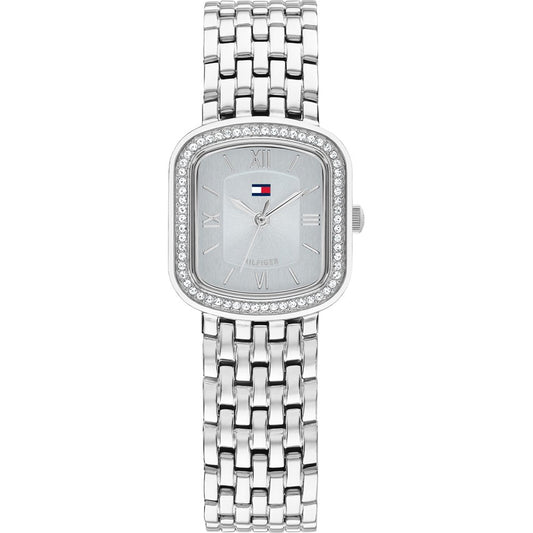 Tommy Hilfiger Aby Crystal 1782921 Damen Armbanduhr Silber • Japanisches Quarzwerk • Kristallbesetzte Lünette