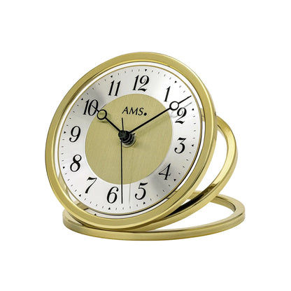 Reloj de mesa AMS F5179 de latón • Radiocontrolado • Cristal mineral