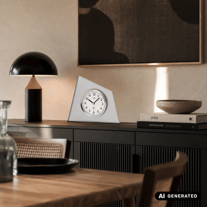 Reloj de mesa AMS F5175S plateado • Radiocontrolado • Cristal mineral y frontal de aluminio