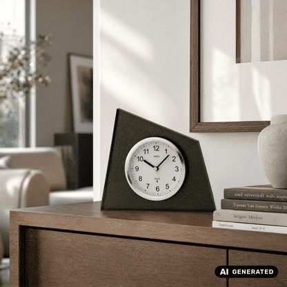 Reloj de mesa AMS F5175A antracita • Radiocontrolado • Cristal mineral y anillo de aluminio