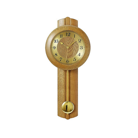 Reloj de pared AMS F5165/4Q de roble • Reloj de péndulo de cuarzo • Madera maciza con anillo de esfera de aluminio
