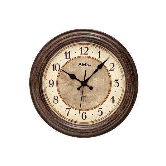 Reloj de pared radiocontrolado AMS Funk F5544 • Mecanismo radiocontrolado preciso • Diseño retro en marrón antiguo