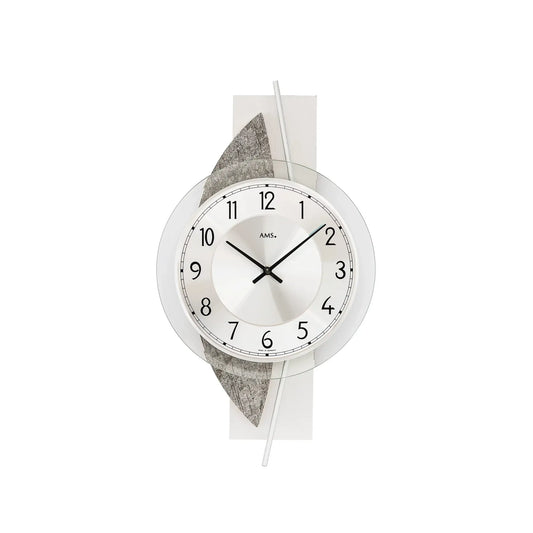 Reloj de pared AMS Design W9552 • Madera y piedra natural • Cristal mineral