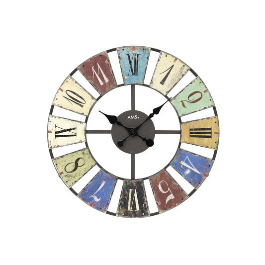 Reloj de pared AMS Retro W9465 • Carcasa de metal de 50 cm • Silencioso