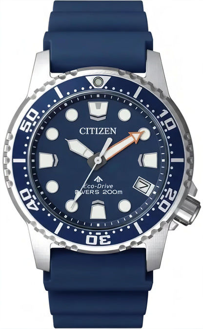 Citizen Promaster Eco-Drive Uhr mit blauem Zifferblatt und Silikonarmband, 200 m