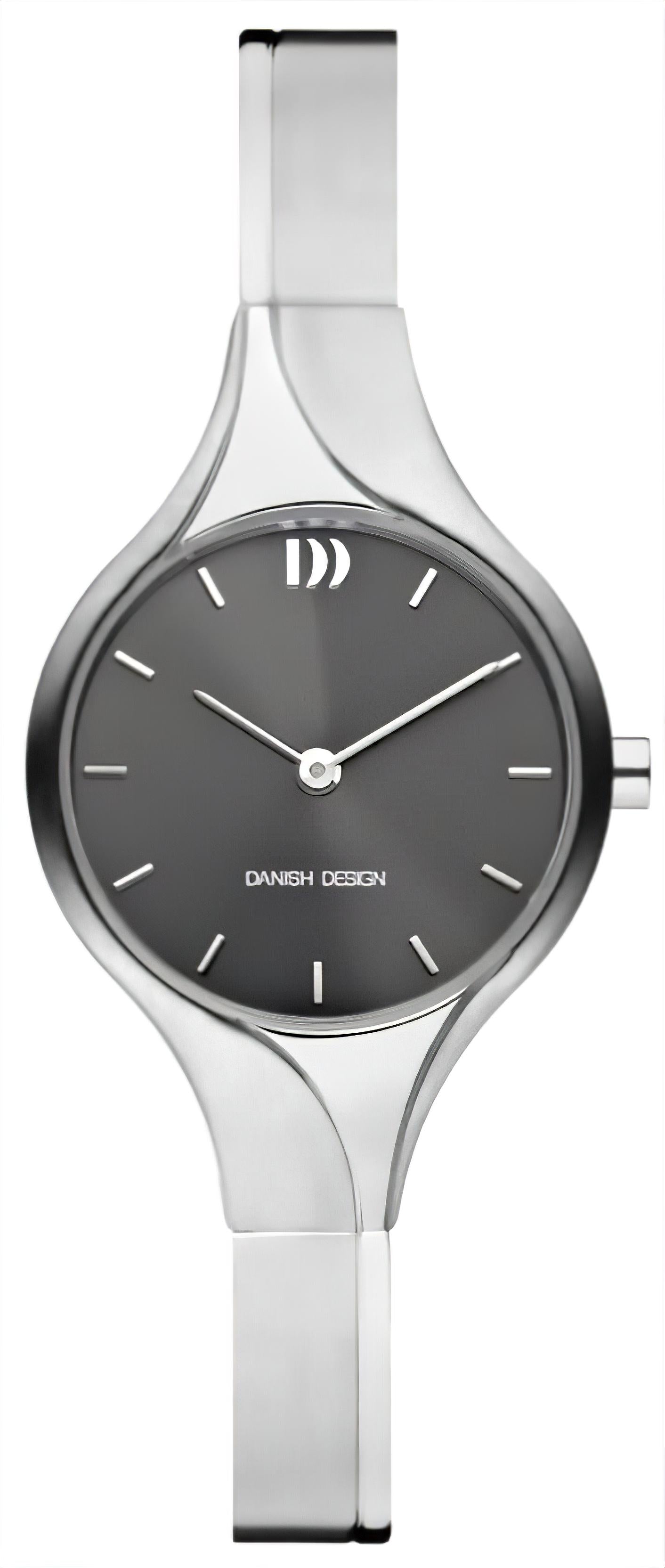 Danish Design Damenarmbanduhr mit schwarzem Zifferblatt und silbernem Armband