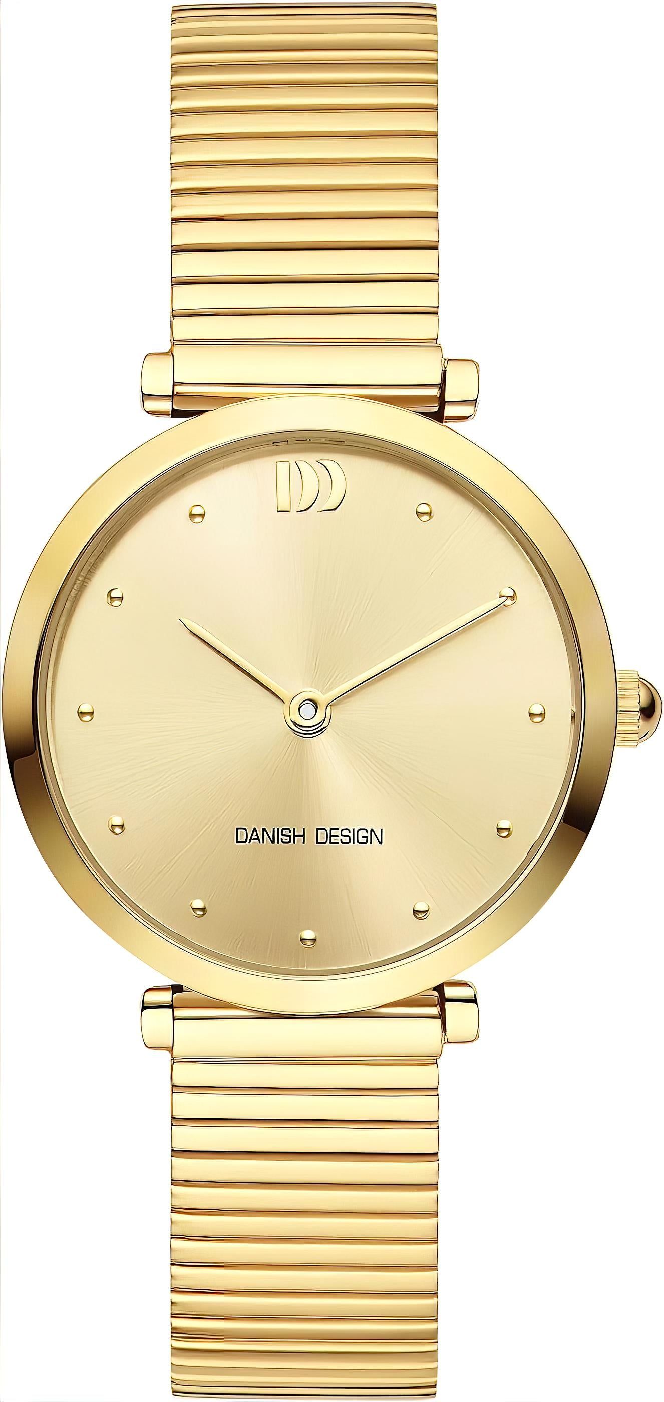 Danish Design Damenuhr mit goldfarbener Metallarmband- und rundem Zifferblatt