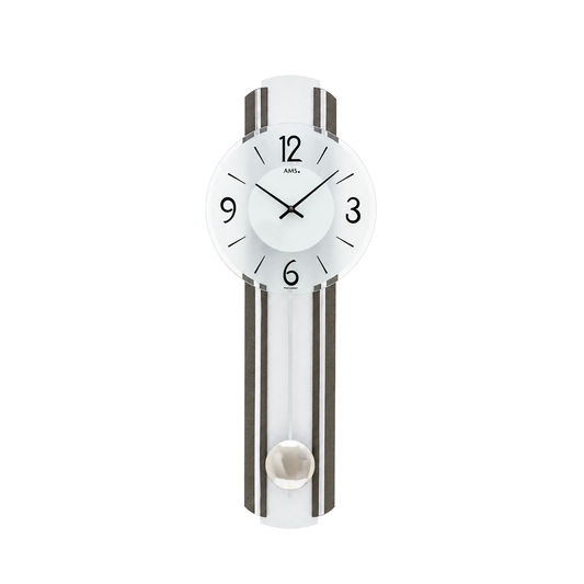Reloj de pared AMS W7230 antracita/plata • Mecanismo de péndulo de cuarzo • Caja de madera