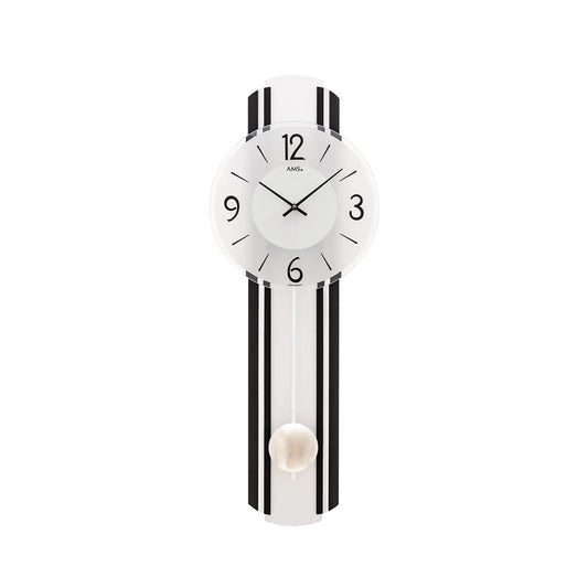 Reloj de pared AMS W7231 antracita/plata • Mecanismo de péndulo de cuarzo • Caja de madera