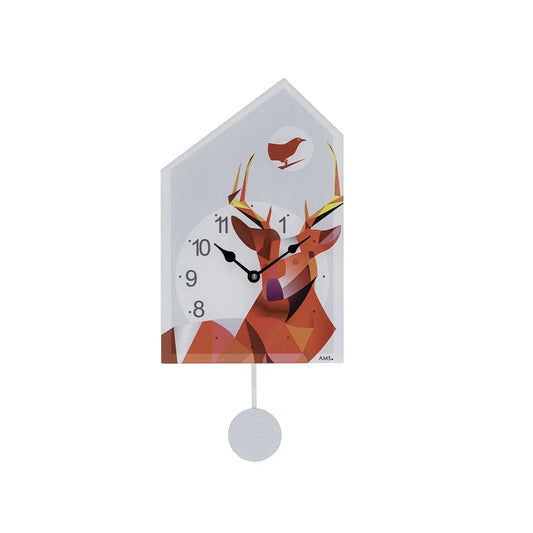 Reloj de pared con péndulo AMS W7491 Rojo • Mecanismo de péndulo de cuarzo con melodía • Desconexión nocturna manual