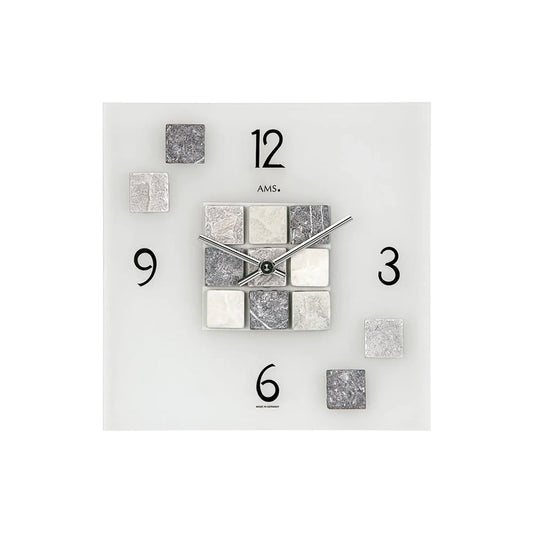 Reloj de pared AMS W9276 de piedra natural • Mecanismo de cuarzo • Cristal mineral