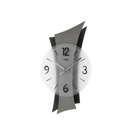 Reloj de pared AMS Rimini W9400 Carbono • Cristal mineral • Fabricado en Alemania