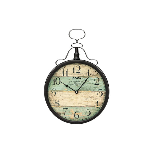 Reloj de pared AMS W9532 plateado • Mecanismo de cuarzo • Carcasa de metal