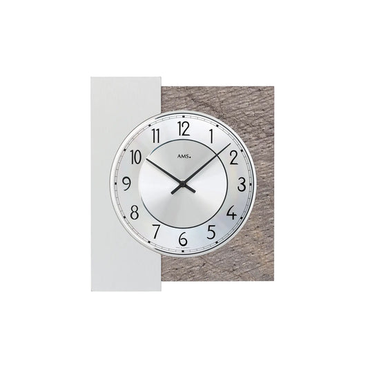 Reloj de pared AMS W9580 de piedra natural/aluminio • Mecanismo de cuarzo • Esfera de aluminio