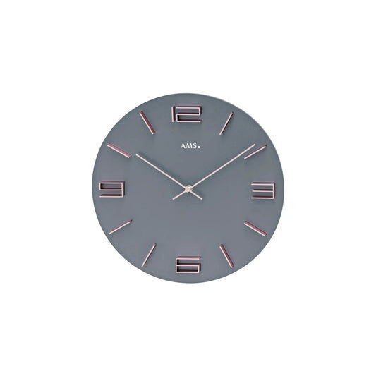 Reloj de pared AMS W9590 gris/rosé • Mecanismo de cuarzo silencioso • Esfera de aluminio